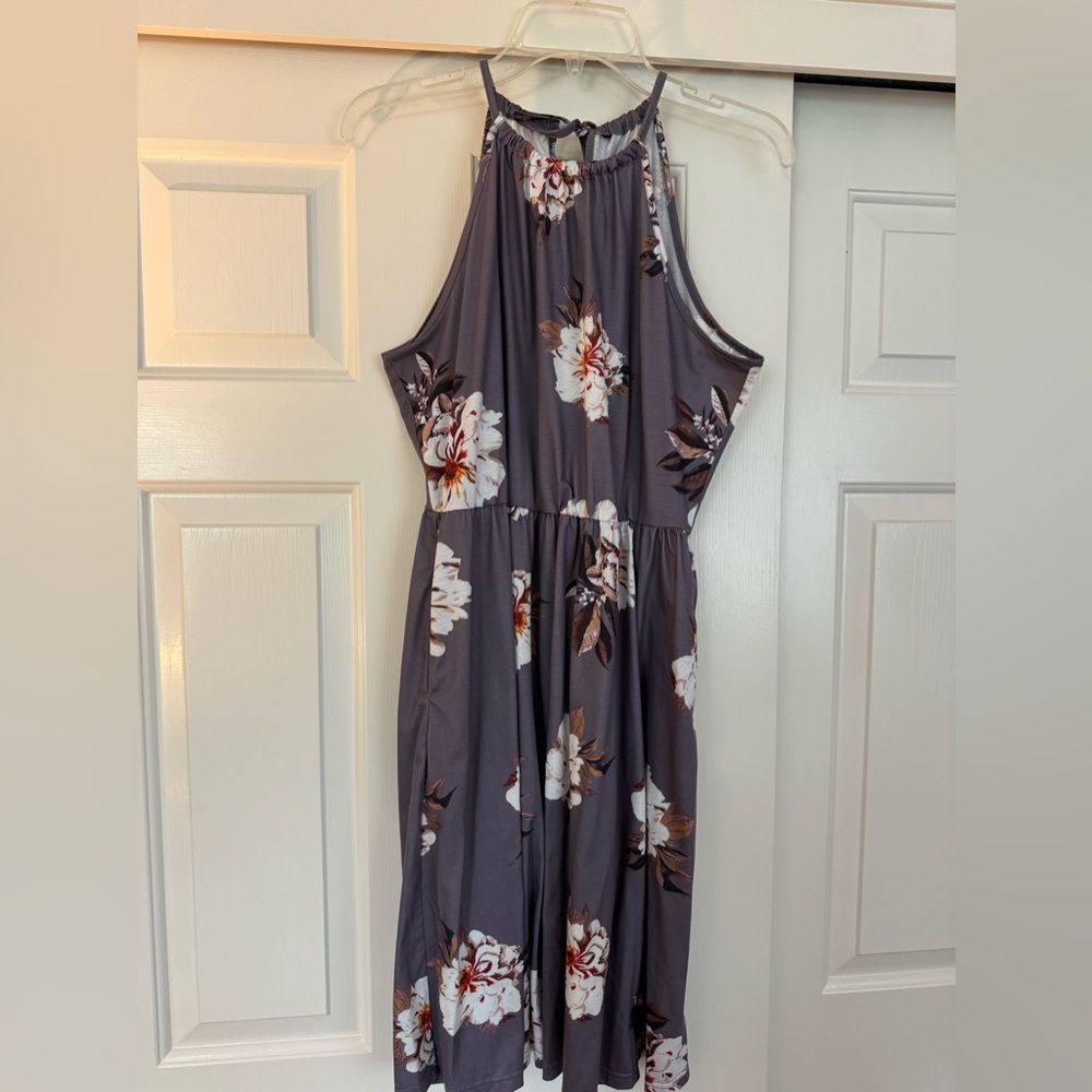 Floral knee length halter dress